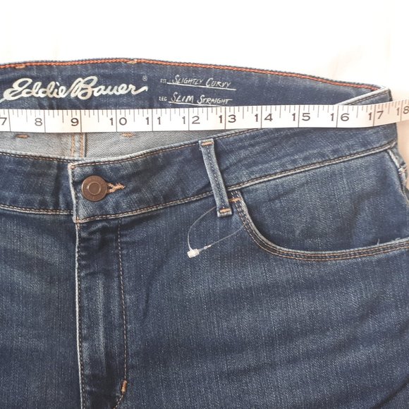 Eddie Bauer Slightly Curvy Slim Straight Cropped Jeans Size 16 - Picture 10 of 13